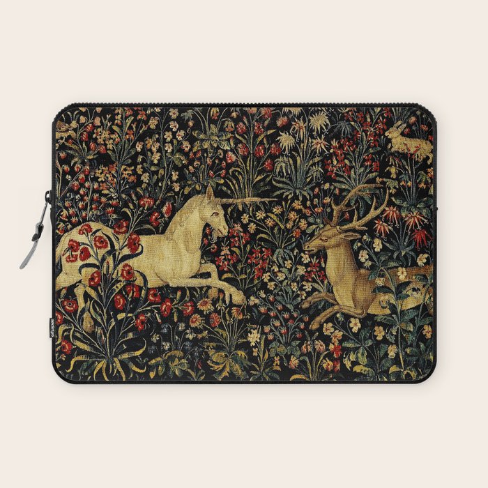 Medieval Unicorn Midnight Floral Garden Laptop Sleeve Gallery Image 1