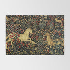 Medieval Unicorn Midnight Floral Garden Rug Gallery Image 2