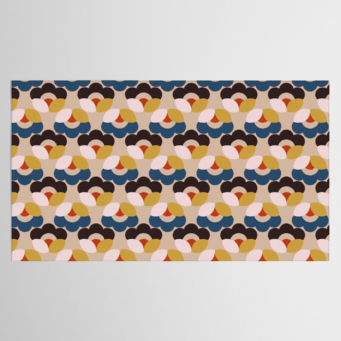 Mod Retro Floral Geometry in Navy Brown and Gold Tablecloth Gallery Image 2