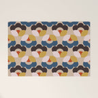 Mod Retro Floral Geometry in Navy Brown and Gold Welcome Mat Gallery Image 1