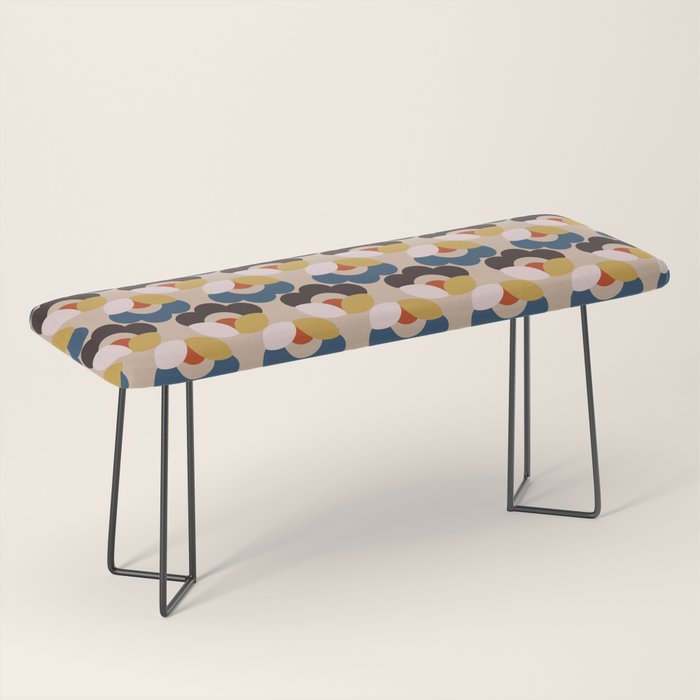 Mod Retro Floral Geometry in Navy Brown and Gold Bench Gallery Image 1