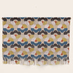 Mod Retro Floral Geometry in Navy Brown and Gold Wall Hanging Gallery Image 1