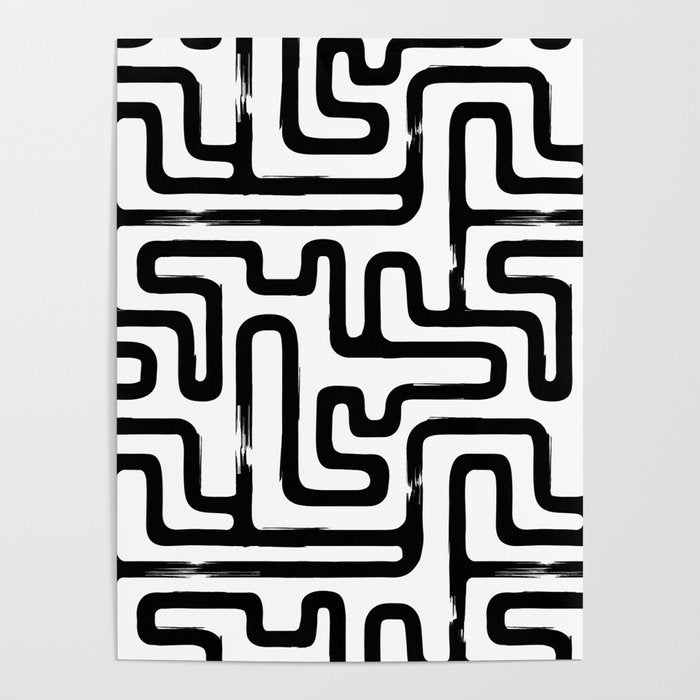 Hand drawn paint brush line pattern Poster Gallery Image 4