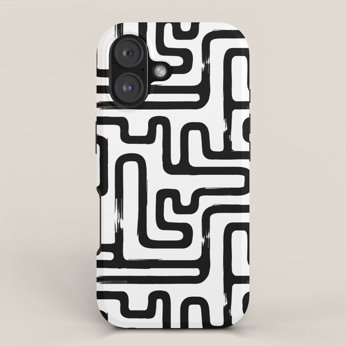 Hand drawn paint brush line pattern iPhone Case Gallery Image 1