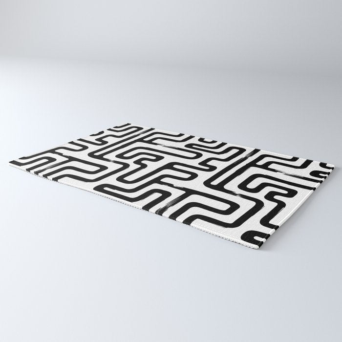 Hand drawn paint brush line pattern Rug Gallery Image 3