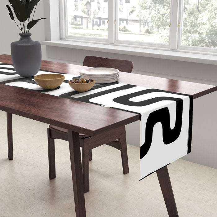Hand drawn paint brush line pattern Table Runner Gallery Image 2