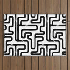 Hand drawn paint brush line pattern Outdoor Rug Gallery Image 1