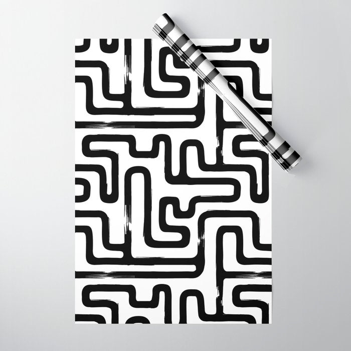 Hand drawn paint brush line pattern Wrapping Paper Gallery Image 1