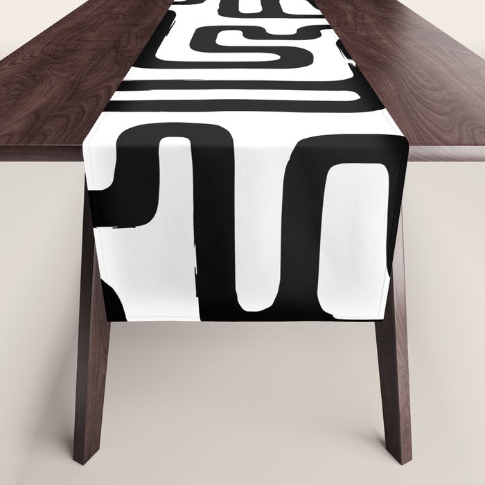 Hand drawn paint brush line pattern Table Runner Gallery Image 1
