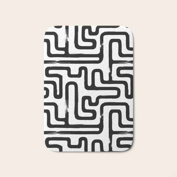 Hand drawn paint brush line pattern Bath Mat Gallery Image 1