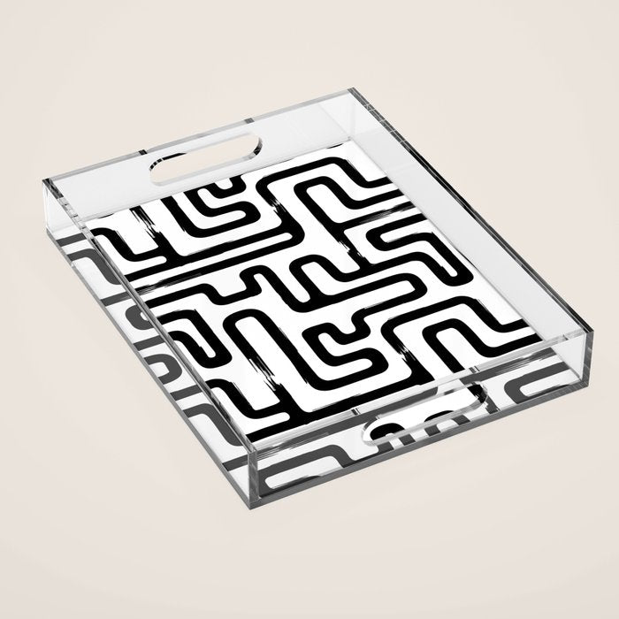 Hand drawn paint brush line pattern Acrylic Tray Gallery Image 1