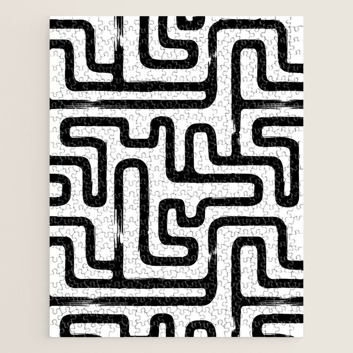 Hand drawn paint brush line pattern Jigsaw Puzzle Gallery Image 1