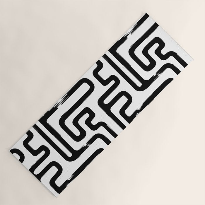 Hand drawn paint brush line pattern Yoga Mat Gallery Image 1