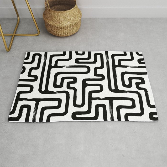 Hand drawn paint brush line pattern Rug Gallery Image 1