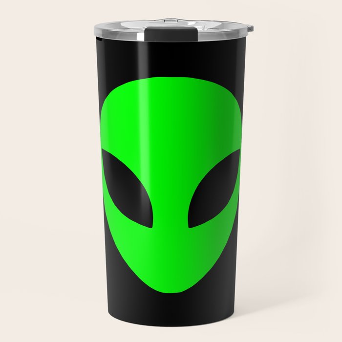 Black and Green Alien Head Shape Travel Mug Gallery Image 1