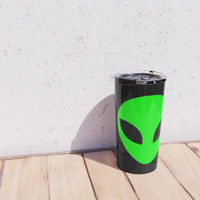 Black and Green Alien Head Shape Travel Mug Gallery Image 4