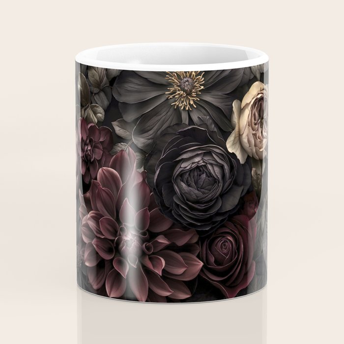 Nocturnal Botanica Moody Baroque Flowers Coffee Mug Gallery Image 4