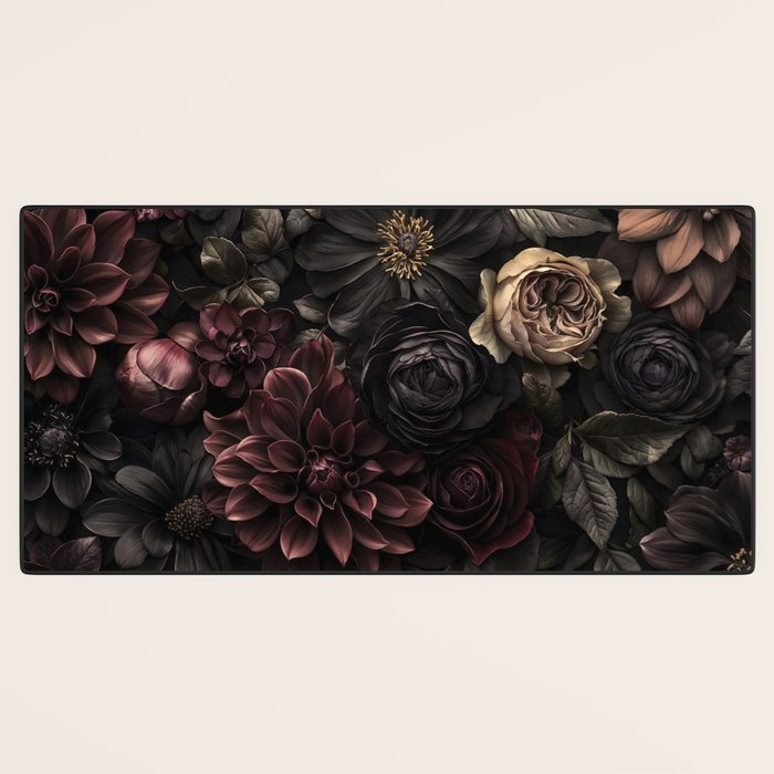 Nocturnal Botanica Moody Baroque Flowers Desk Mat Gallery Image 3