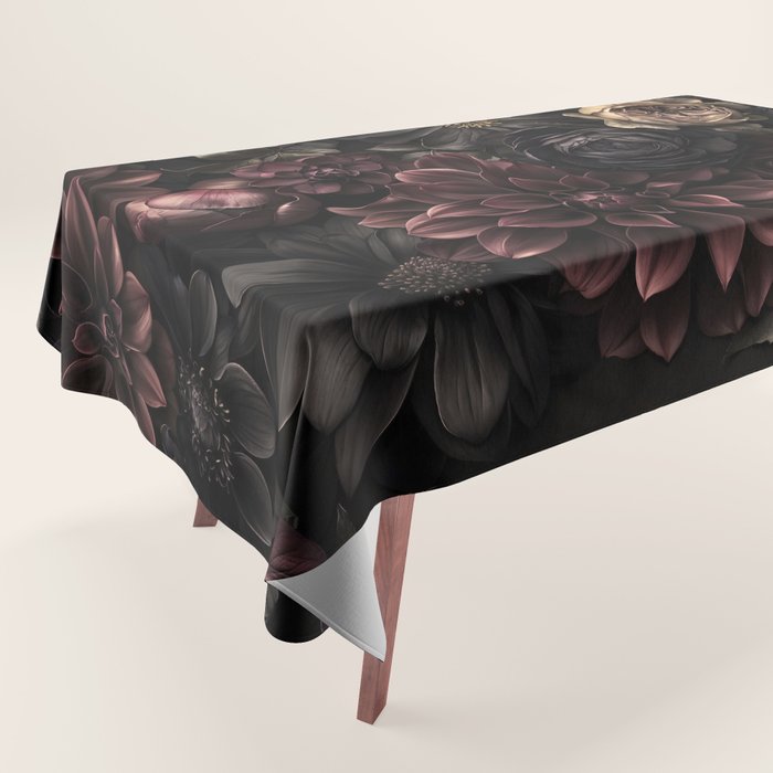 Nocturnal Botanica Moody Baroque Flowers Tablecloth Gallery Image 1
