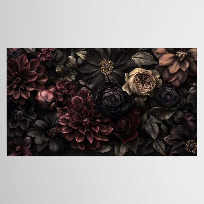 Nocturnal Botanica Moody Baroque Flowers Tablecloth Gallery Image 2