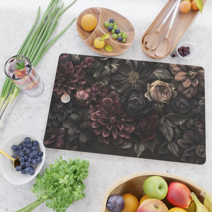 Nocturnal Botanica Moody Baroque Flowers Cutting Board Gallery Image 2