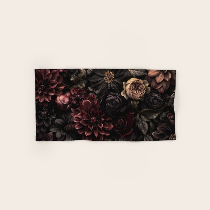 Nocturnal Botanica Moody Baroque Flowers Bath Towel Gallery Image 1