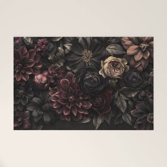 Nocturnal Botanica Moody Baroque Flowers Welcome Mat Gallery Image 1