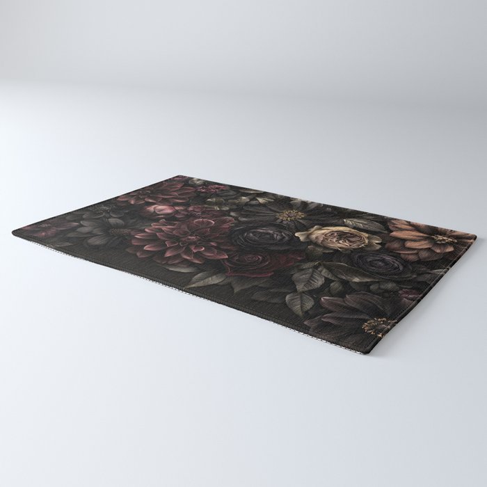 Nocturnal Botanica Moody Baroque Flowers Rug Gallery Image 3