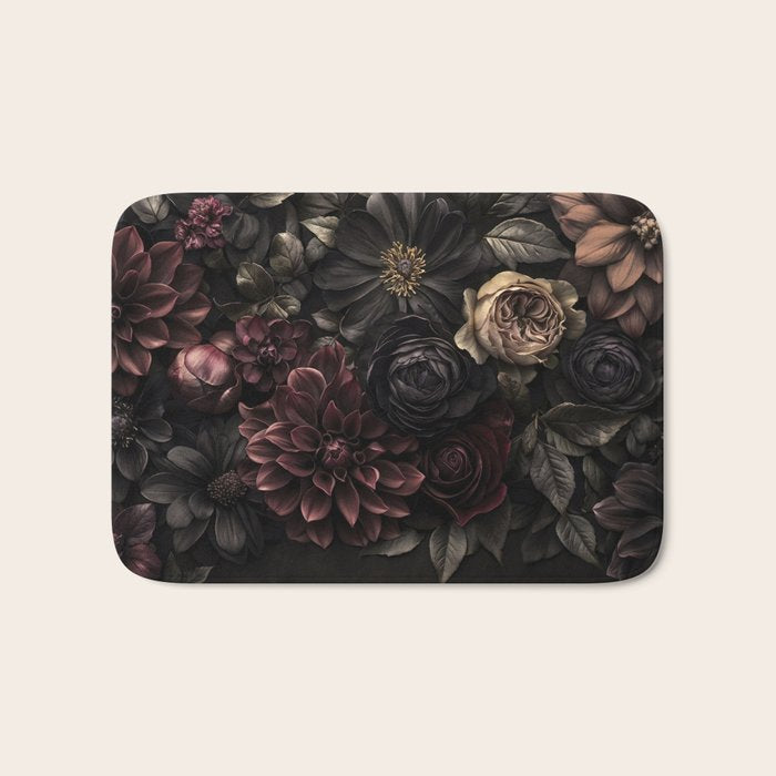 Nocturnal Botanica Moody Baroque Flowers Bath Mat Gallery Image 1