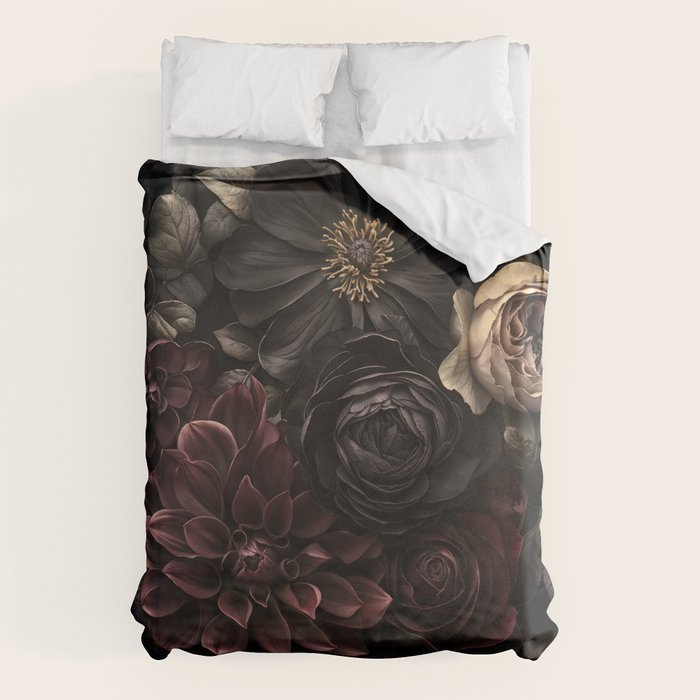 Nocturnal Botanica Moody Baroque Flowers Duvet Cover Gallery Image 1