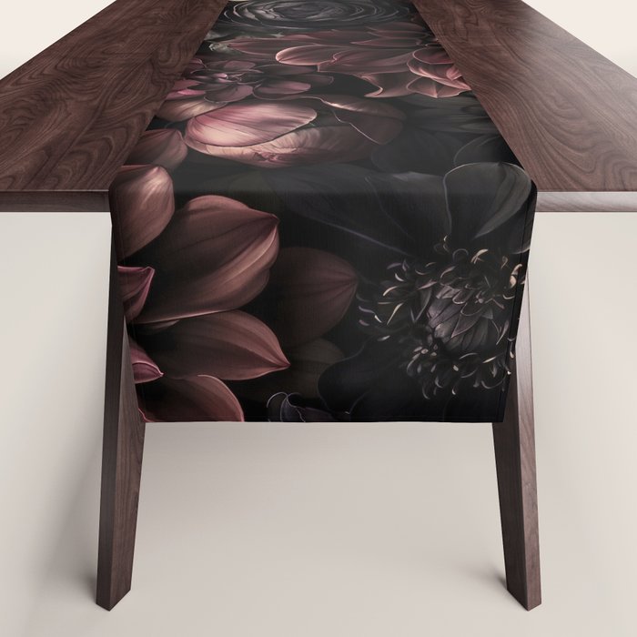 Nocturnal Botanica Moody Baroque Flowers Table Runner Gallery Image 1