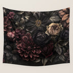 Nocturnal Botanica Moody Baroque Flowers Wall Tapestry Gallery Image 4