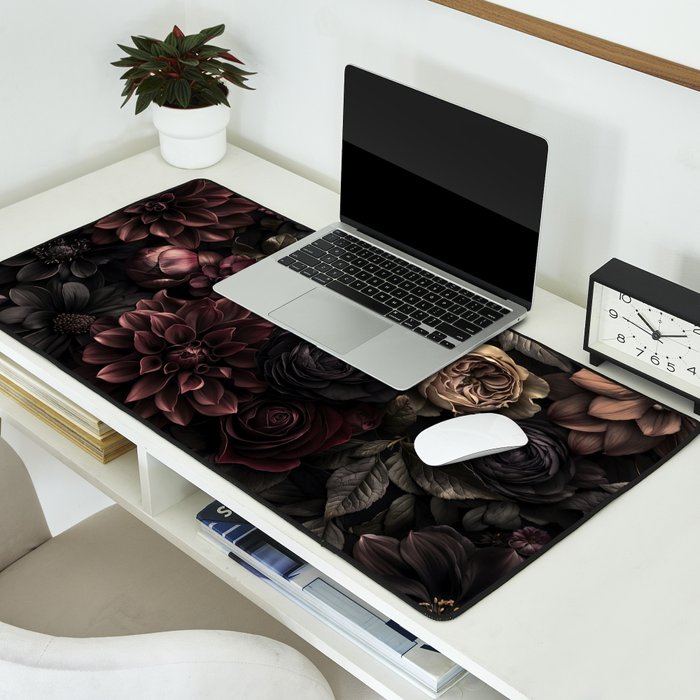 Nocturnal Botanica Moody Baroque Flowers Desk Mat Gallery Image 2