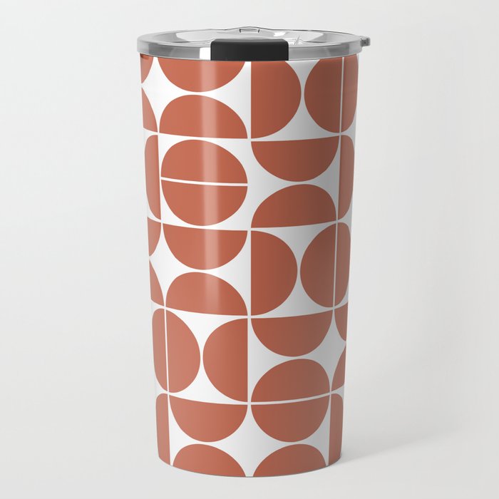 Mid Century Modern Geometric 04 Terracotta Travel Mug Gallery Image 1