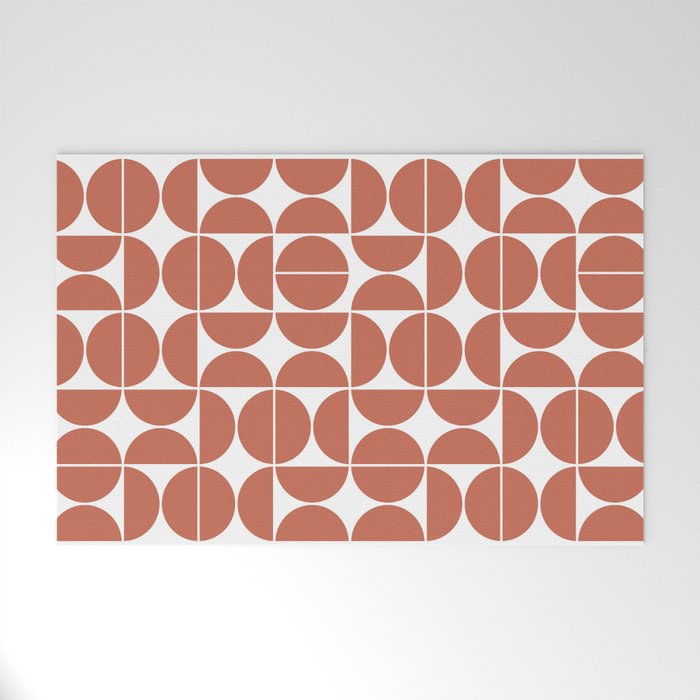 Mid Century Modern Geometric 04 Terracotta Welcome Mat Gallery Image 1