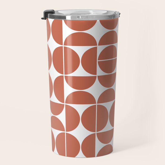 Mid Century Modern Geometric 04 Terracotta Travel Mug Gallery Image 3
