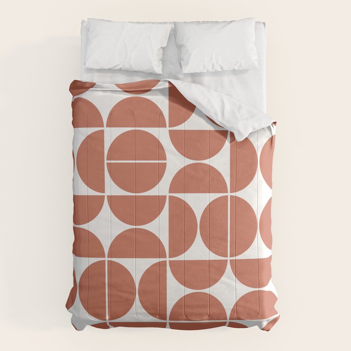 Mid Century Modern Geometric 04 Terracotta Comforter Gallery Image 1