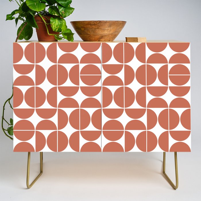 Mid Century Modern Geometric 04 Terracotta Credenza Gallery Image 1