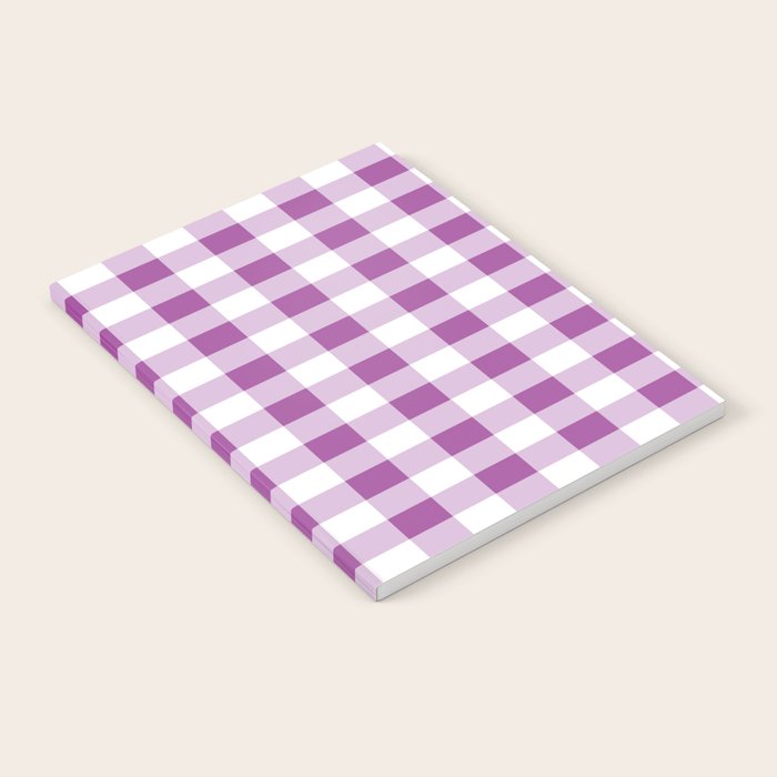 Gingham Large Lavender Amethyst White Notebook Gallery Image 1