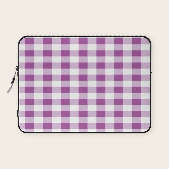 Gingham Large Lavender Amethyst White Laptop Sleeve Gallery Image 1