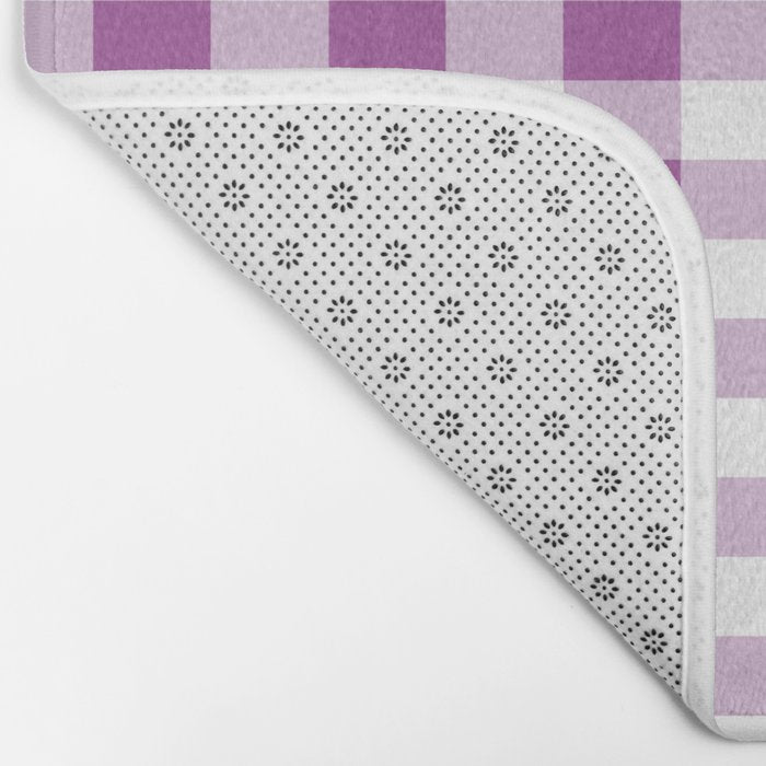 Gingham Large Lavender Amethyst White Bath Mat Gallery Image 2