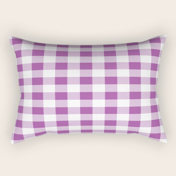 Gingham Large Lavender Amethyst White Rectangular Pillow Gallery Image 1