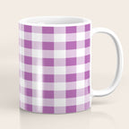 Gingham Large Lavender Amethyst White Coffee Mug Gallery Image 1
