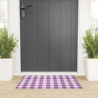 Gingham Large Lavender Amethyst White Welcome Mat Gallery Image 3