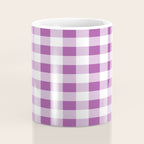 Gingham Large Lavender Amethyst White Coffee Mug Gallery Image 4