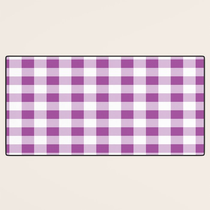Gingham Large Lavender Amethyst White Desk Mat Gallery Image 3