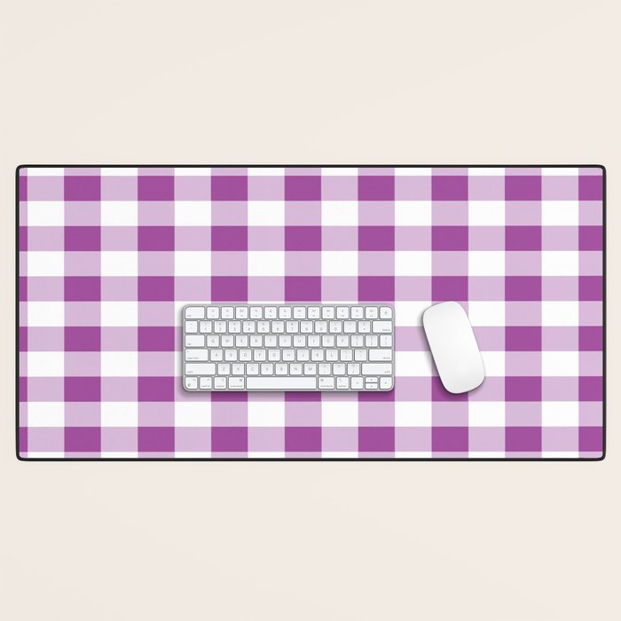 Gingham Large Lavender Amethyst White Desk Mat Gallery Image 1