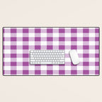 Gingham Large Lavender Amethyst White Desk Mat Gallery Image 1