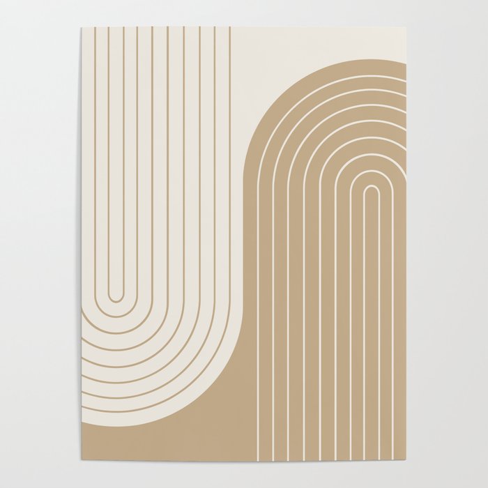 Two Tone Line Curvature LXV Earthy Boho Modern Arch Abstract Poster Gallery Image 4