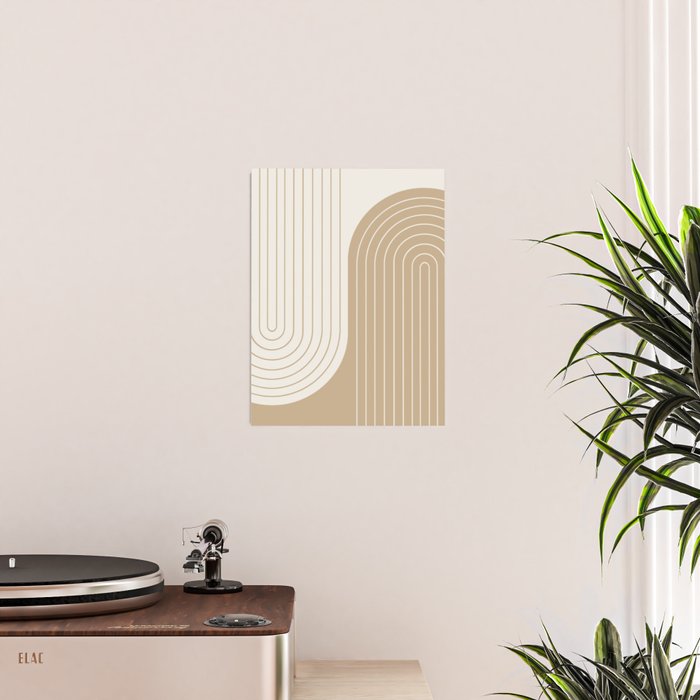 Two Tone Line Curvature LXV Earthy Boho Modern Arch Abstract Poster Gallery Image 2